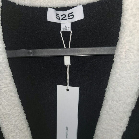 525 America black soft sweater cardigan white pockets L NwT - Picture 3 of 3